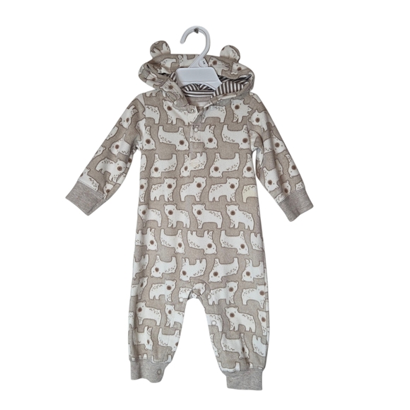 Carter's Brown Bear Print Baby Hoodie - Picture 1 of 3